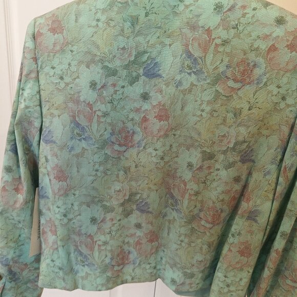 Lady Christopher greenish pattern 55% polyester 45% rayon size 10 jacket - Picture 4 of 8